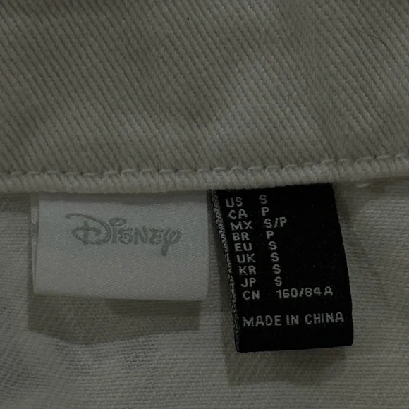 Disney Mickey & Minnie Mouse White Denim Crop Top Jacket Small - Picture 9 of 9